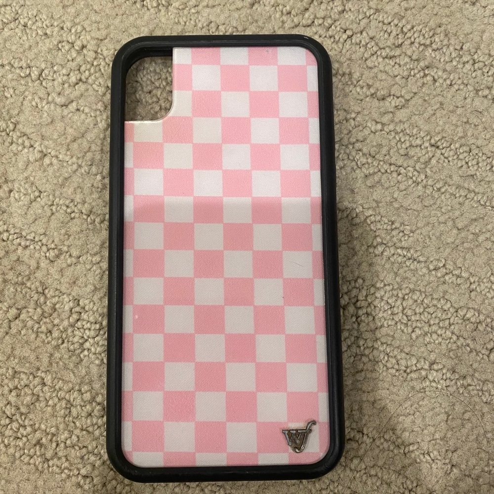 Wildflower pink checkered Xs Max phone case
